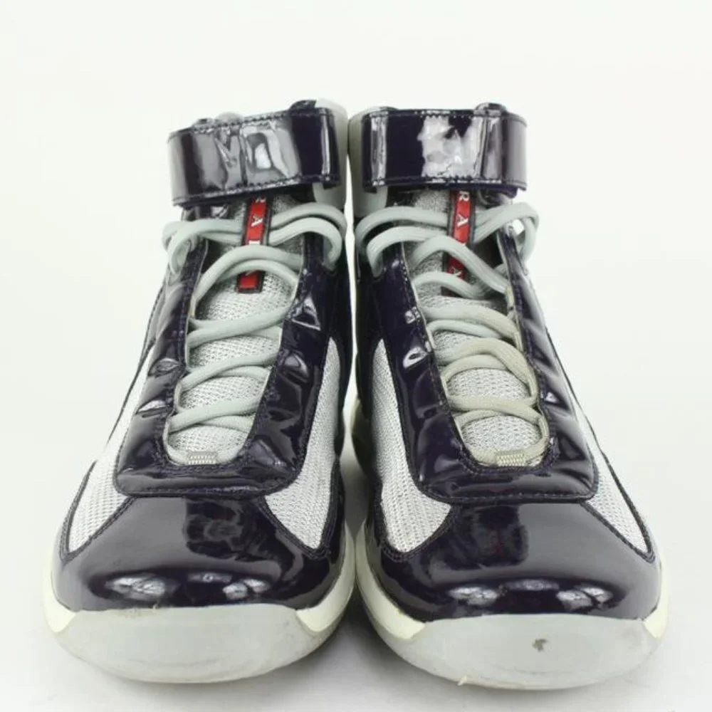 Prada Men's 10 US Cup Patent Leather Vernice Bike Sneaker 4T0341